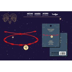 Pulsera 7 Nudos Colgante Aries Dorado - Implantacion Coleccion Constelaciones Zodiaco